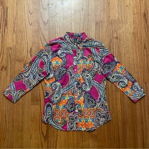 Lauren Ralph Lauren bright paisley button up shirt blouse size S